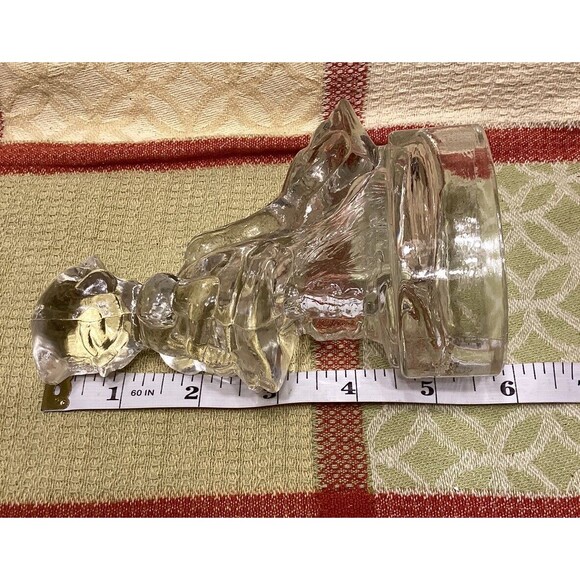 L.E. Smith Art Glass "Goose Girl " 6” Clear Figurine Decoration - Picture 9 of 10